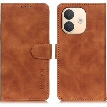 Чехол-книжка с застежкой KHAZNEH Retro Wallet для Xiaomi Redmi Note 17 Pro - Brown: фото 1 из 9