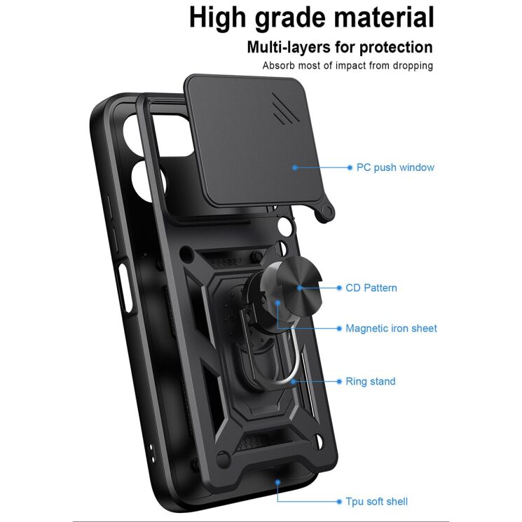 Чохол із захистом камери Deexe Armor Shield для TECNO Spark 50 Pro - Blue: фото 2 з 9