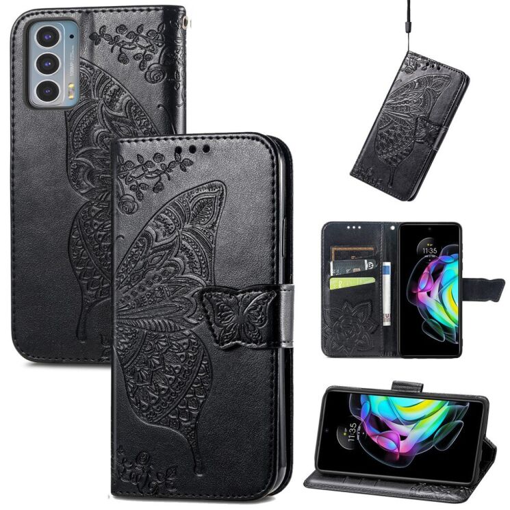 Чохол UniCase Butterfly Pattern для Motorola Edge 20 - Black: фото 1 з 9