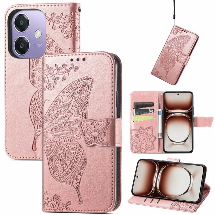 Чехол UniCase Butterfly Pattern для OPPO A3x / A3 / A40m - Rose Gold: фото 4 из 7
