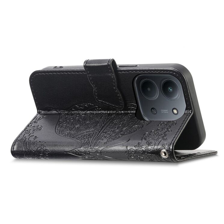 Чехол-книжка с рисунком UniCase Butterfly Pattern для Xiaomi Redmi 15C / Poco C85 - Black: фото 3 из 9