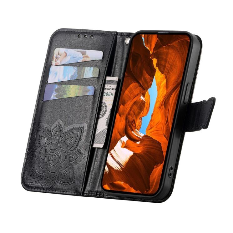 Чехол-книжка с рисунком UniCase Butterfly Pattern для Xiaomi Redmi 15C / Poco C85 - Black: фото 2 из 9