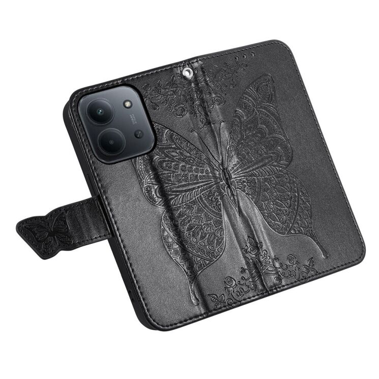 Чехол-книжка с рисунком UniCase Butterfly Pattern для Xiaomi Redmi 15C / Poco C85 - Black: фото 4 из 9