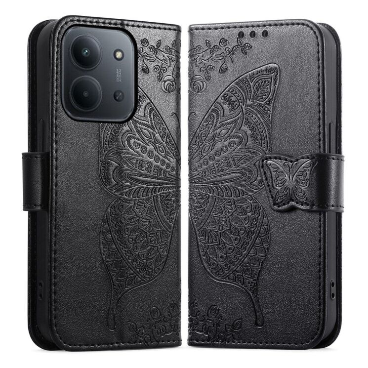 Чехол-книжка с рисунком UniCase Butterfly Pattern для Xiaomi Redmi 15C / Poco C85 - Black: фото 1 из 9