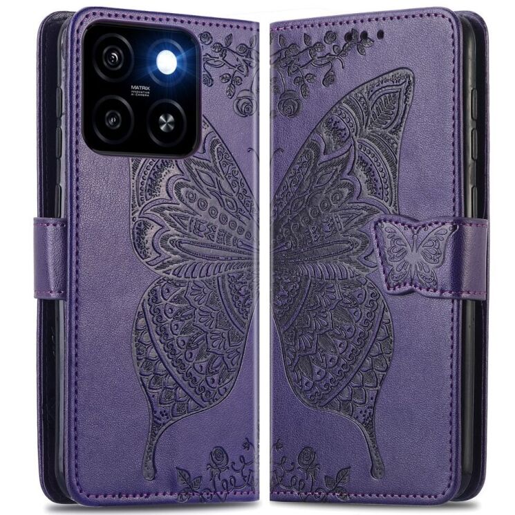 Чехол UniCase Butterfly Pattern для ZTE Blade A35 / Blade A55 - Dark Purple: фото 1 из 6