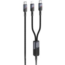 Кабель Hoco U139 2 in 1 Type-C to Type-C (100W) + Lightning (27W, 1.2m) - Black: фото 1 з 3