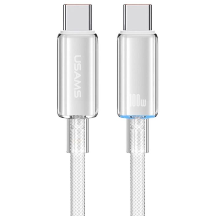Кабель USAMS US-SJ660 Type-C to Type-C (100W, 1.2m) - White: фото 1 з 14