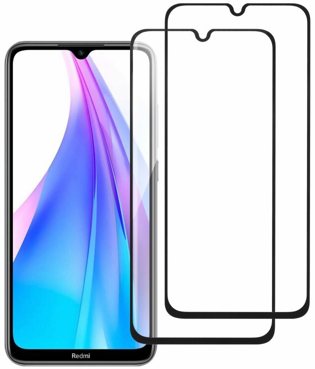 Комплект защитных стекол (2 в 1) 2E Basic Full Glue для Xiaomi Redmi Note 8T - Black: фото 1 из 6