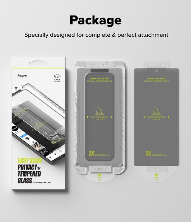 Комплект защитных стекол (2шт) Ringke Easy Slide Privacy для Samsung Galaxy S25 Ultra (S938) 8800274969476: фото 19 из 21