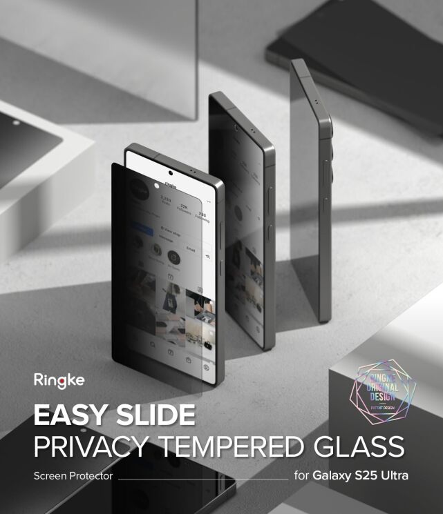 Комплект защитных стекол (2шт) Ringke Easy Slide Privacy для Samsung Galaxy S25 Ultra (S938) 8800274969476: фото 2 из 21