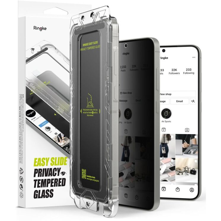 Комплект защитных стекол (2шт) Ringke Easy Slide Privacy для Samsung Galaxy S25 Ultra (S938) 8800274969476: фото 1 из 21