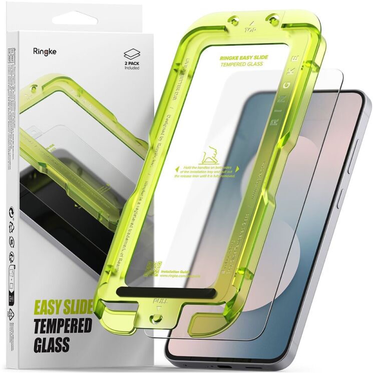 Комплект защитных стекол (2шт) Ringke Easy Slide Tempered Glass для Samsung Galaxy S25 FE (S731) 8800293859680: фото 1 из 19