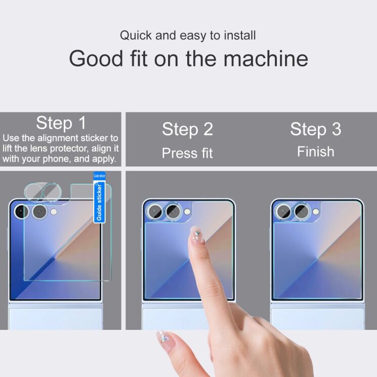 Комплект защитных стекол (на экран и камеру) Imak Protector Set для Samsung Galaxy Flip 7 / Flip 8 - Clear (383980C) Комплект защитных стекол (на экран и камеру) Imak Protector Set для Samsung Galaxy Flip 7 / Flip 8 - Clear: фото 4 из 7