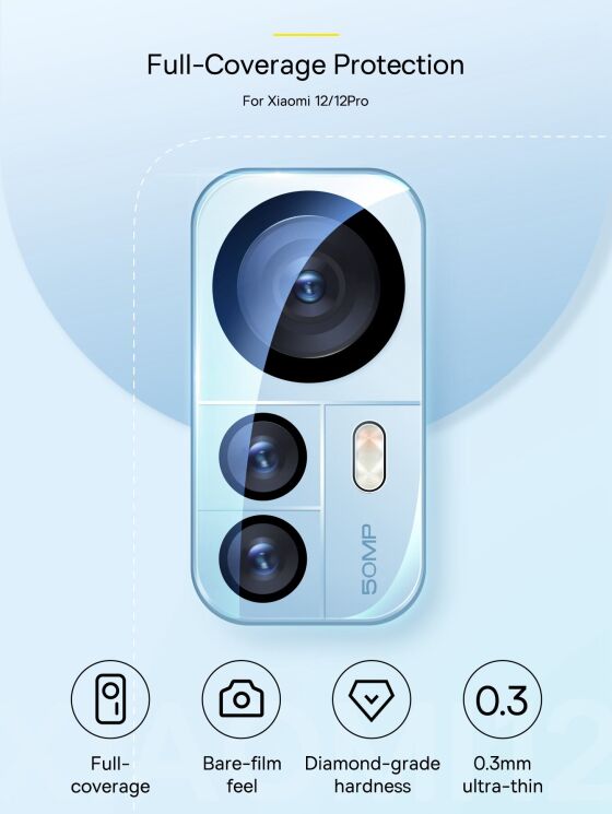 Комплект защитных стекол на камеру BASEUS Lens Film для Xiaomi 12 / 12X: фото 4 из 16