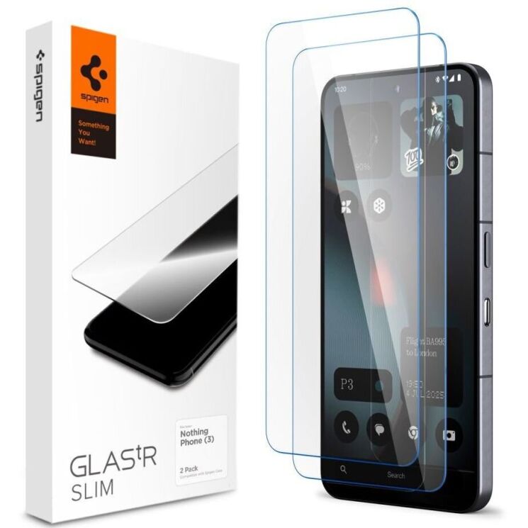 Комплект защитных стекол Spigen (SGP) GLAS.tR SLIM Sensor Protected для Nothing Phone (3) AGL10208 - Clear: фото 1 из 11