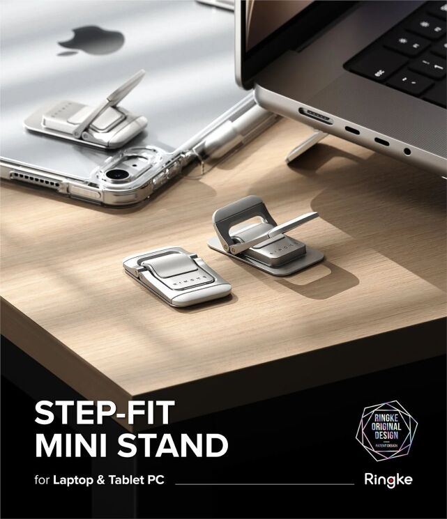 Підставка для ноутбуку Ringke Step-Fit Mini Stand (8800380463592) - Silver (982330S) Підставка для ноутбуку Ringke Step-Fit Mini Stand (8800380463592) - Silver: фото 2 з 16