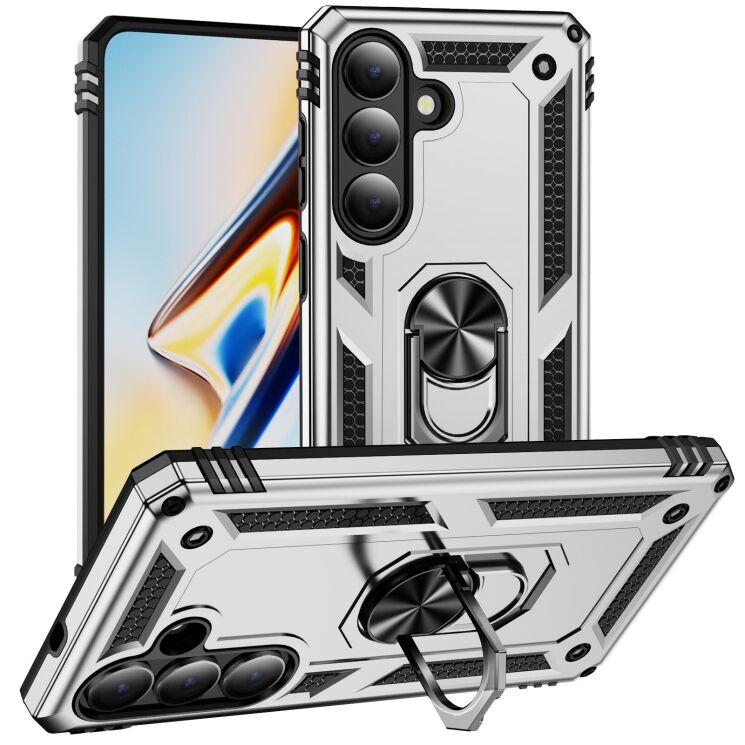 Противоударный чехол с подставкой Deexe Armor Case для Samsung Galaxy S26 - Silver: фото 1 из 7