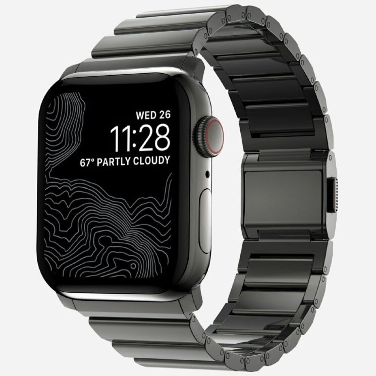 Ремешок Deexe Click Stainless Steel для Apple Watch 46 / 45 / 44 / SE 44 / 42 (Series 1-3) / Ultra / Ultra 2 / Ultra 3 - Tarnish: фото 2 из 6