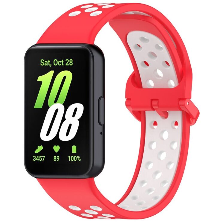 Ремінець Deexe Dot Color для Samsung Galaxy Fit 3 - Red / White: фото 1 з 7
