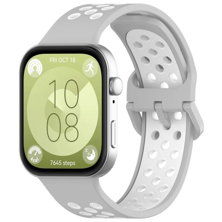 Ремінець Deexe Dual Color для Huawei Watch Fit 3 - Grey / White: фото 4 з 7