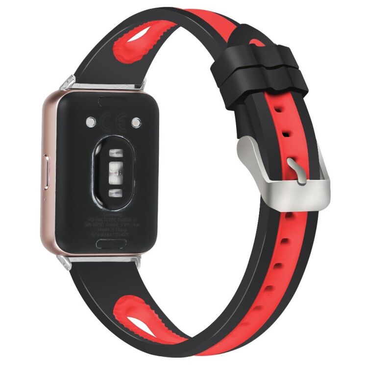 Ремінець Deexe Holes Design для Samsung Galaxy Fit 3 - Black / Red: фото 2 з 5