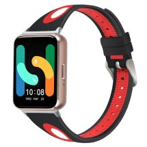 Ремінець Deexe Holes Design для Samsung Galaxy Fit 3 - Black / Red: фото 1 з 5