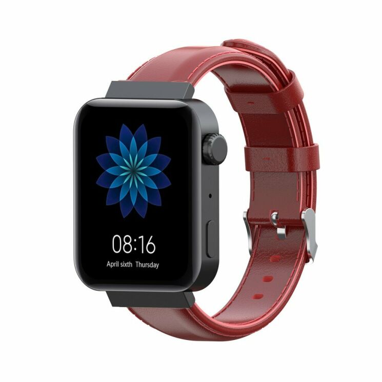 Ремешок Deexe Leather Strap для Xiaomi Mi Watch (Chinese) - Red: фото 1 из 6