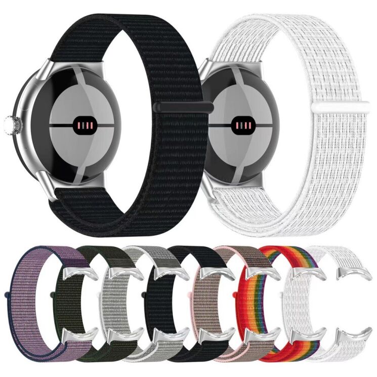 Ремешок Deexe Nylon Loop для Google Pixel Watch / Watch 2 / Watch 3 (41mm) - Black: фото 2 из 3