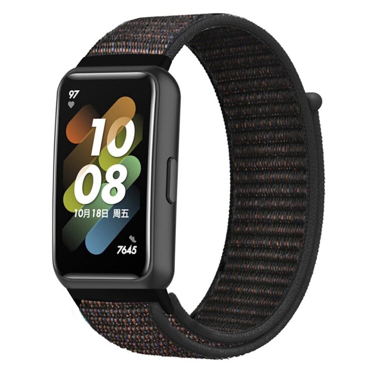 Ремешок Deexe Nylon Loop для Huawei Band 7 - Black: фото 2 из 5
