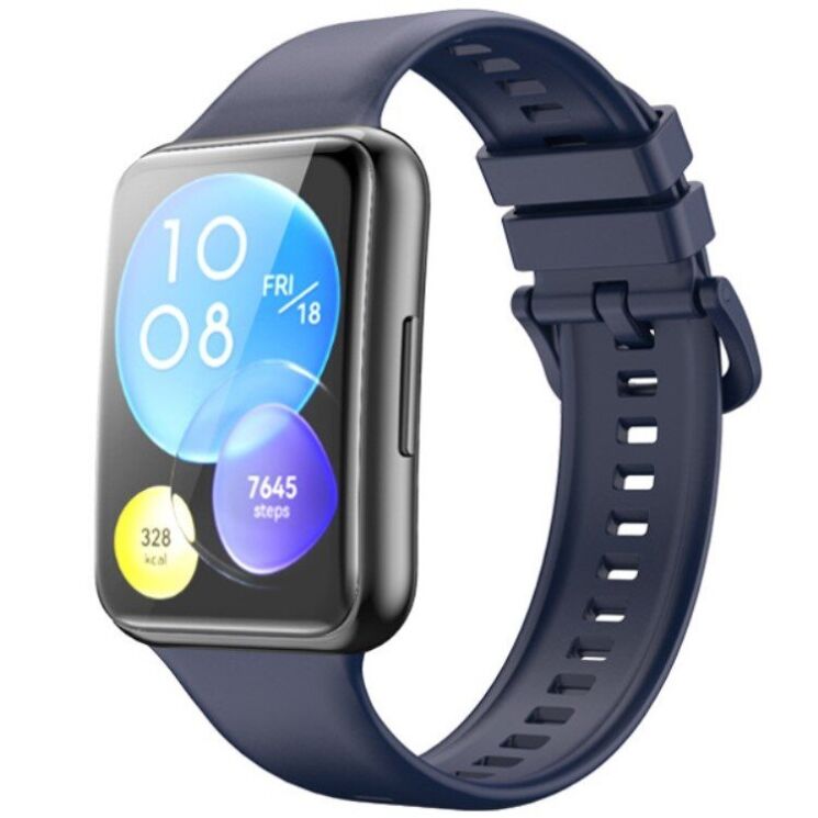 Ремешок Deexe Soft Silicone для Huawei Watch Fit 2 - Midnight Blue: фото 1 из 6