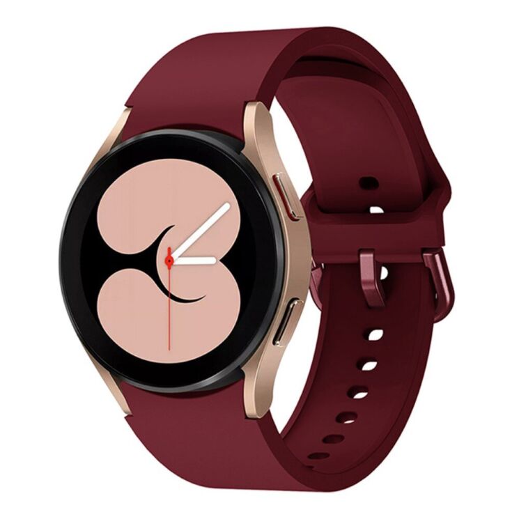 Ремешок Deexe Soft Silicone для Samsung Galaxy Watch 4 / 4 Classic / 5 / 5 Pro / 6 / 6 Classic / 7 / FE - Wine Red: фото 1 из 8