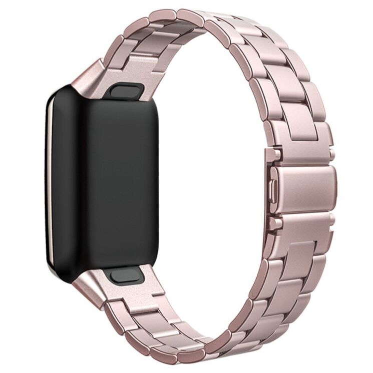 Ремешок Deexe Stainless Style для Xiaomi Mi Band 7 Pro - Pink: фото 1 из 3