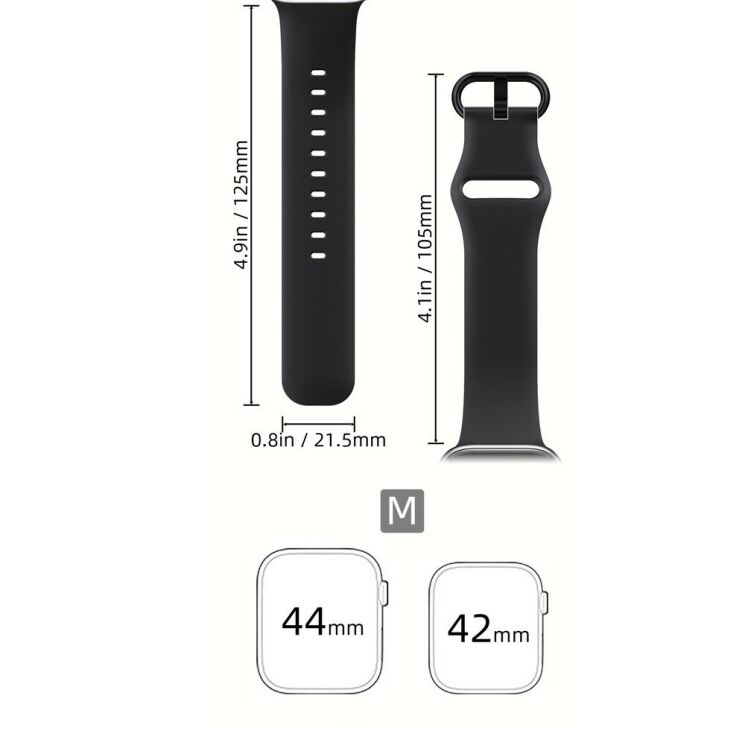 Ремінець UniCase Silicone Strap для Apple Watch 46 / 45 / 44 / SE 44 / 42 (Series 1-3) / Ultra / Ultra 2 / Ultra 3 - Black: фото 7 з 7