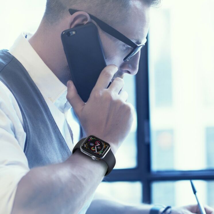 Ремінець UniCase Silicone Strap для Apple Watch 46 / 45 / 44 / SE 44 / 42 (Series 1-3) / Ultra / Ultra 2 / Ultra 3 - Black: фото 6 з 7