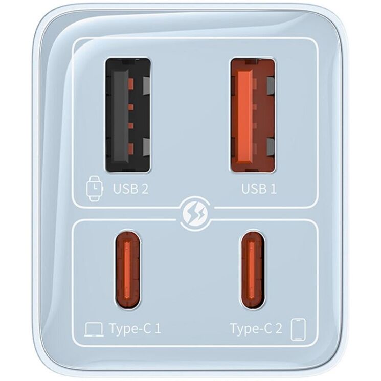 Сетевое зарядное устройство Baseus GaN6 Pro Fast Charger 2C+2U 65W + кабель Type-C to Type-C (100W) P10162701 - Galaxy Blue: фото 2 из 20