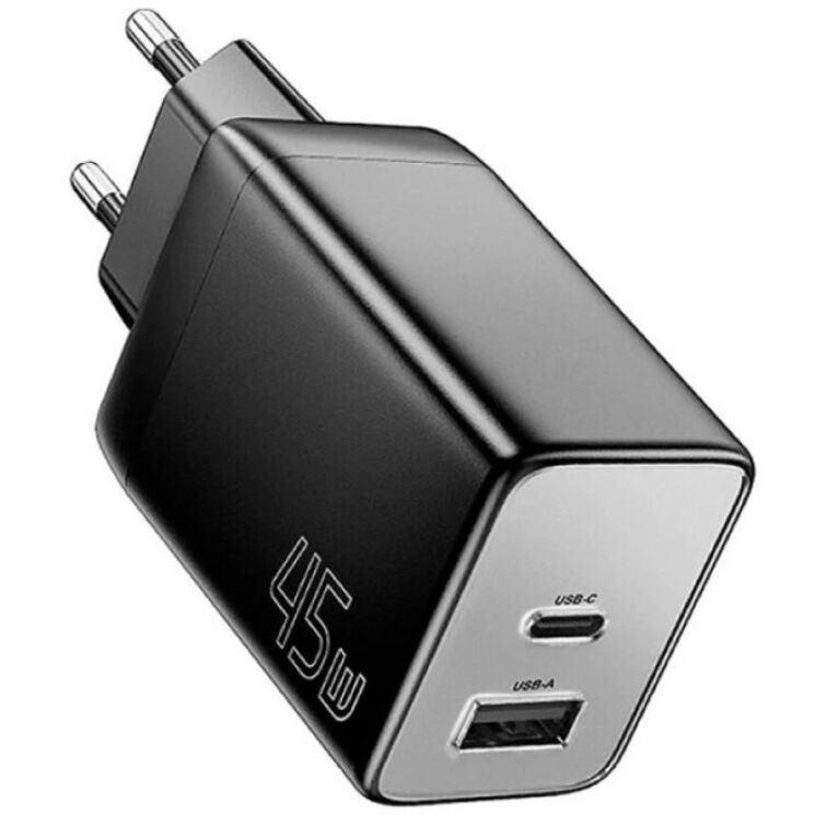 Мережевий зарядний пристрій ESSAGER 45W GaN Type-C + USB (ECT45W-LJB01-Z) - Black: фото 1 з 13
