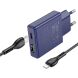 Сетевое зарядное устройство Hoco N45 Biscuit PD30W+QC3.0 + кабель Type-C to Lightning - Titanium Blue (346153L). Фото 3 из 8