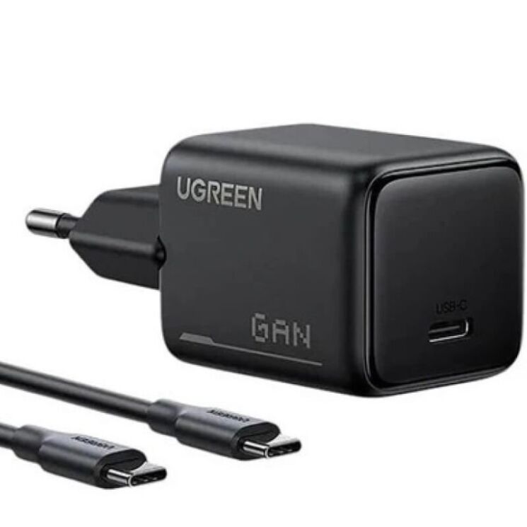 Сетевое зарядное устройство UGREEN X517 (25W) Type-C + кабель Type-C to Type-C (1m) 75103 - Black: фото 1 из 13