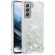 Силиконовый (TPU) чехол Deexe Liquid Glitter для Samsung Galaxy S21 FE (G990) - Silver Hearts (230628A). Фото 2 из 7
