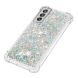 Силиконовый (TPU) чехол Deexe Liquid Glitter для Samsung Galaxy S21 FE (G990) - Silver Hearts (230628A). Фото 4 из 7