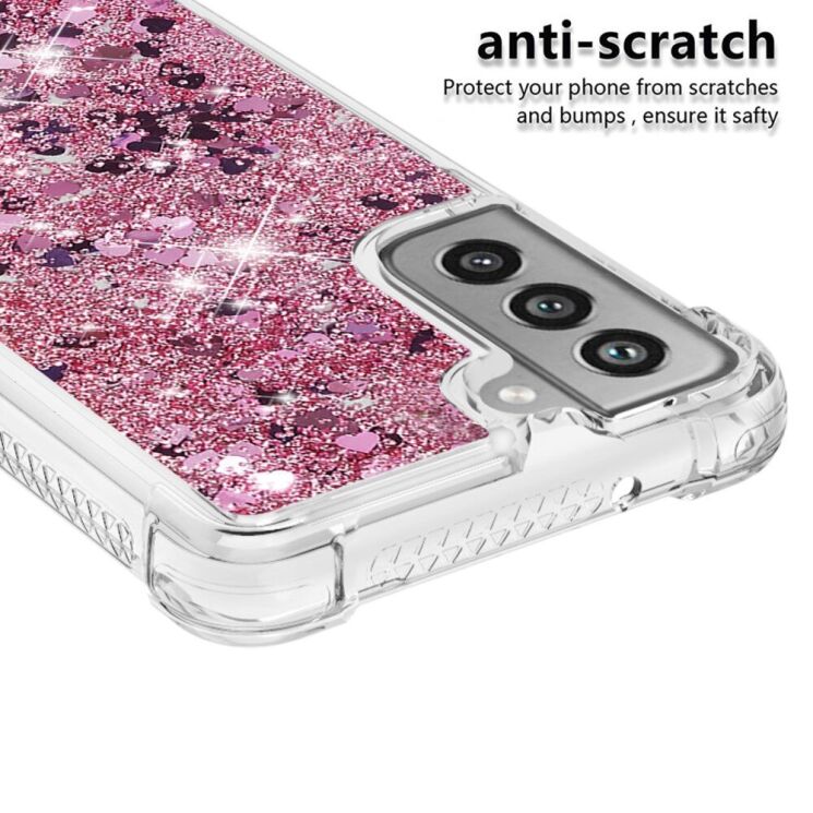Силиконовый (TPU) чехол Deexe Liquid Glitter для Samsung Galaxy S21 FE (G990) - Shiny Hearts: фото 5 из 7