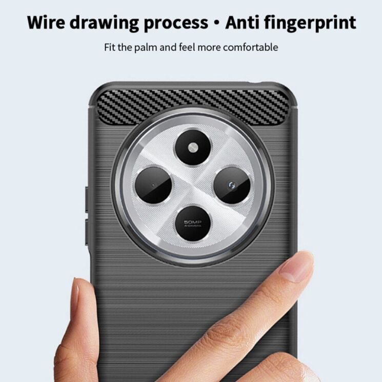 Силиконовый (TPU) чехол MOFI Carbon Fiber для Xiaomi Redmi 14C / Redmi A4 5G / Poco C75 - Black: фото 8 из 9
