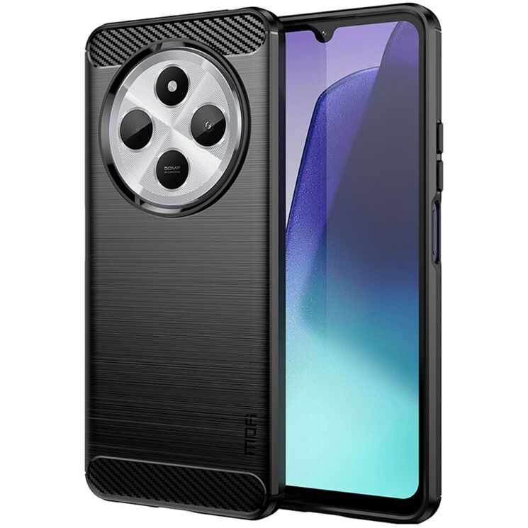 Силиконовый (TPU) чехол MOFI Carbon Fiber для Xiaomi Redmi 14C / Redmi A4 5G / Poco C75 - Black: фото 1 из 9