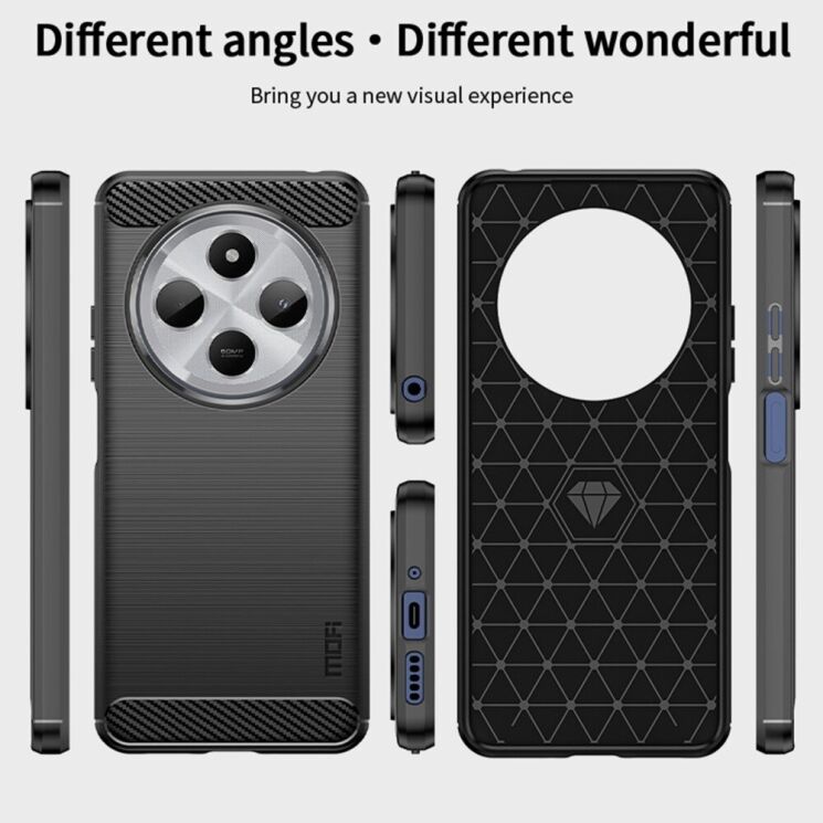 Силиконовый (TPU) чехол MOFI Carbon Fiber для Xiaomi Redmi 14C / Redmi A4 5G / Poco C75 - Black: фото 3 из 9