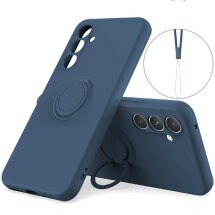 Силиконовый (TPU) чехол с кольцом Deexe Color Shell для Samsung Galaxy S26 FE - Midnight Blue: фото 1 из 8