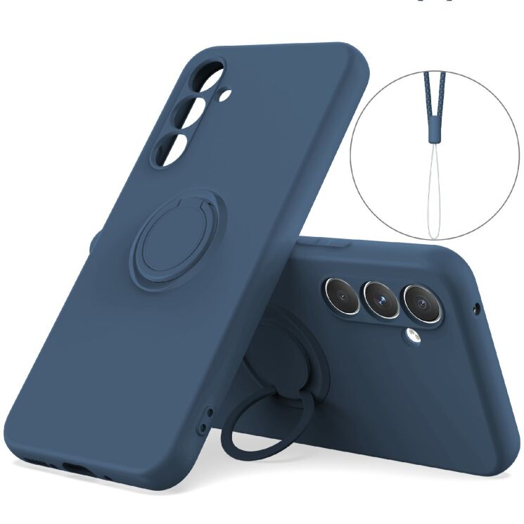 Силиконовый (TPU) чехол с кольцом Deexe Color Shell для Samsung Galaxy S26 FE - Midnight Blue: фото 1 из 8