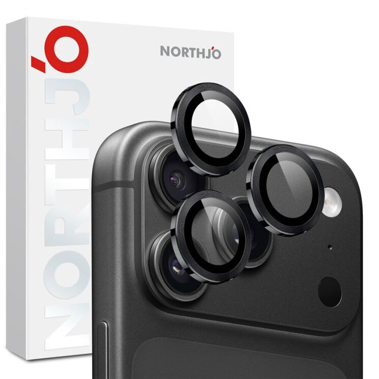 Скло на камеру (3шт) NORTHJO Camera Lens Glass для iPhone 18 Pro / 18 Pro Max - Black (423672B) Скло на камеру (3шт) NORTHJO Camera Lens Glass для iPhone 18 Pro / 18 Pro Max - Black: фото 1 з 5