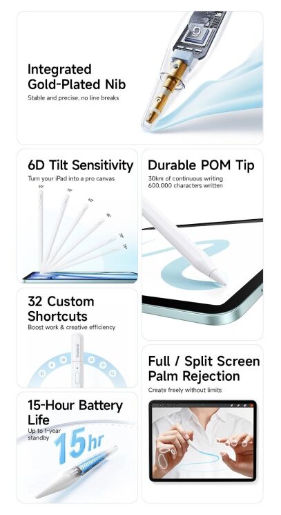 Стилус Baseus PS3 Air Smooth Writing (B00012) - Moon White (950187W) Стилус Baseus PS3 Air Smooth Writing (B00012) - Moon White: фото 8 из 30