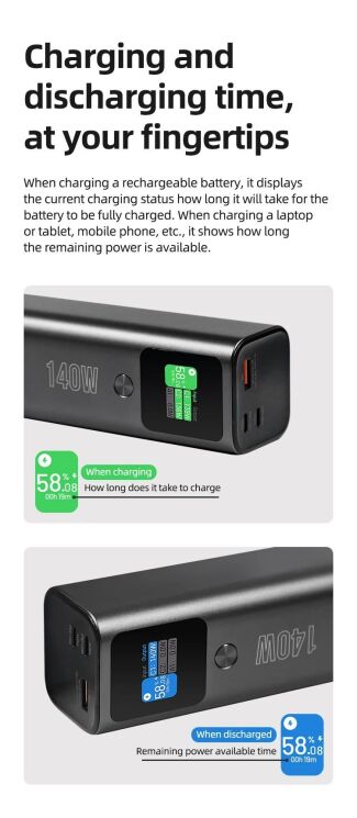 Зовнішній акумулятор Hoco Q17 Electric PD140W (25000mAh) - Black: фото 14 з 18