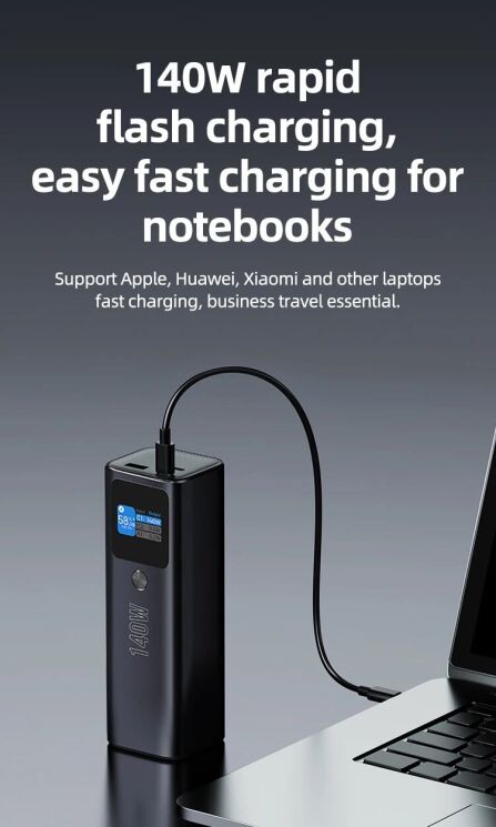 Зовнішній акумулятор Hoco Q17 Electric PD140W (25000mAh) - Black: фото 9 з 18